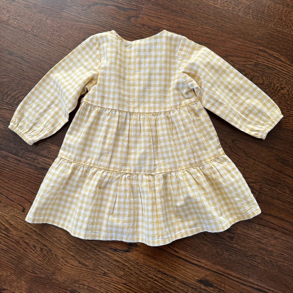 H & M LONG-SLEEVED DRESS ~ YELLOW/WHITE GINGHAM - Picture 2 of 7